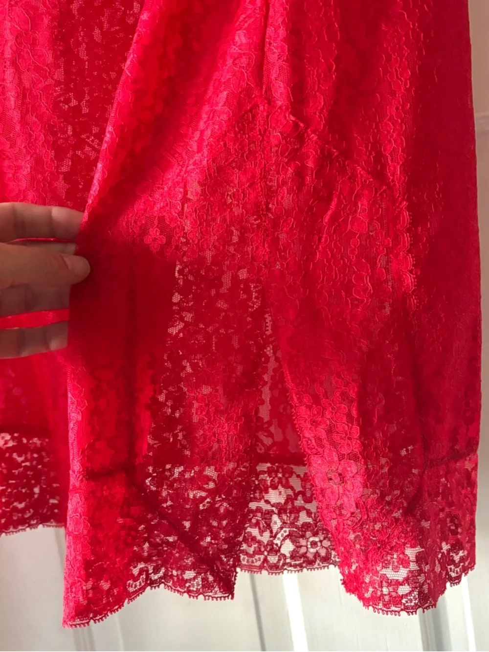 Vintage 60s Full Bright Red Lace Half Slip Size Medium - Picture 6 of 14
